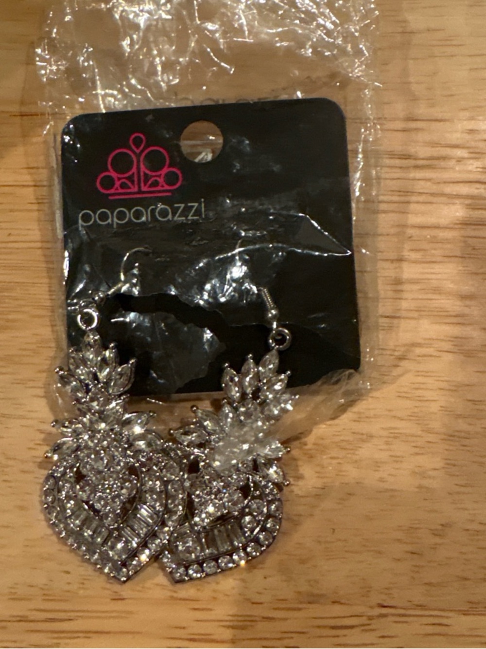 Paparazzi Silver Crystal Teardrop Chandelier Earrings